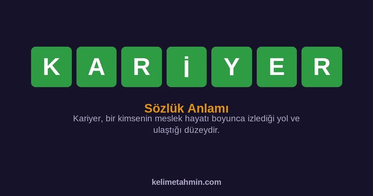 KARİYER KARİYER — anlamı ve örnek cümleler