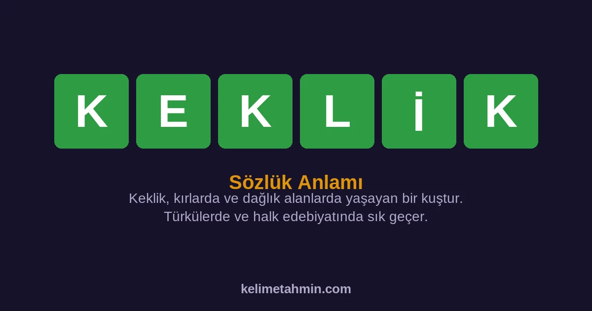 KEKLİK KEKLİK — anlamı ve örnek cümleler
