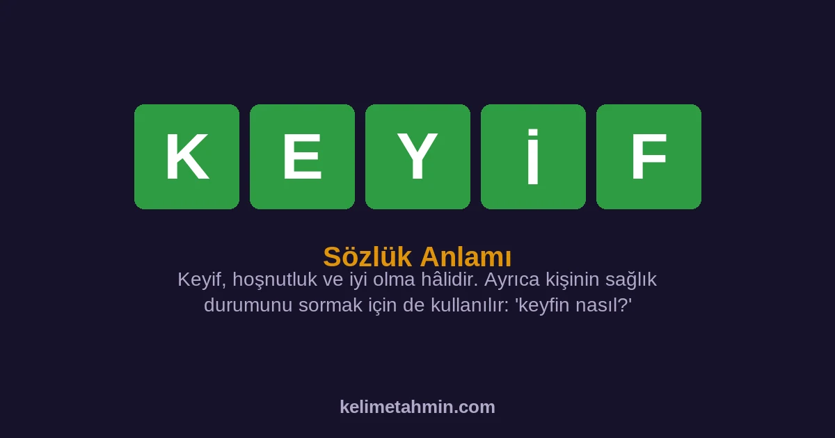 KEYİF KEYİF — anlamı ve örnek cümleler