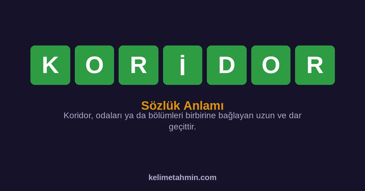 KORİDOR KORİDOR — anlamı ve örnek cümleler
