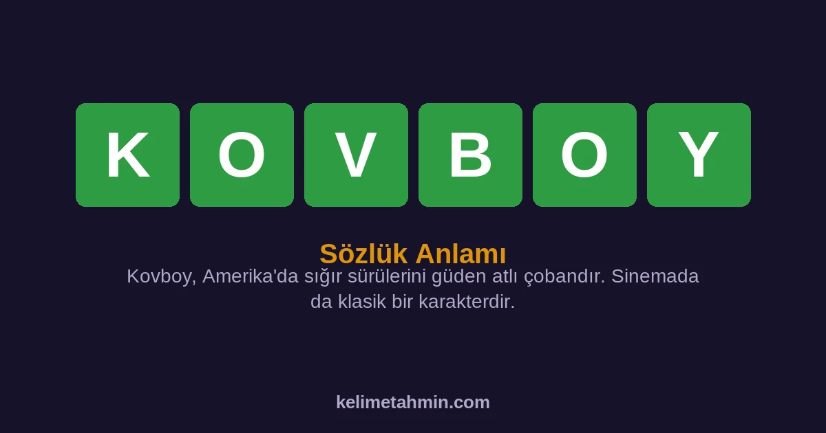 KOVBOY KOVBOY — anlamı ve örnek cümleler