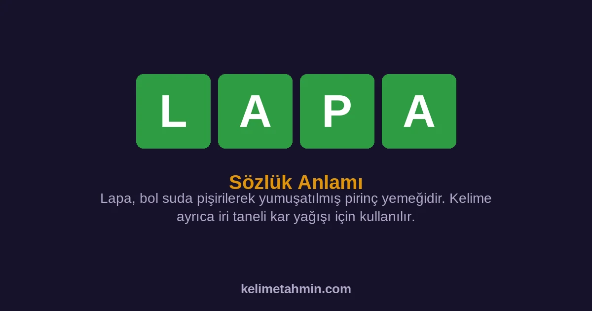 LAPA LAPA — anlamı ve örnek cümleler