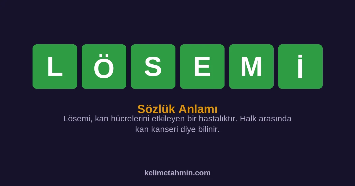 LÖSEMİ LÖSEMİ — anlamı ve örnek cümleler