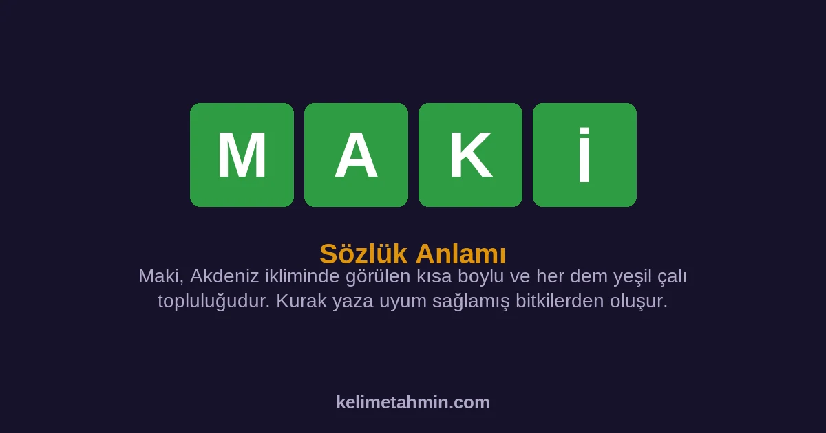 MAKİ MAKİ — anlamı ve örnek cümleler