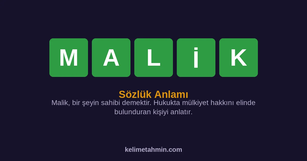 MALİK MALİK — anlamı ve örnek cümleler