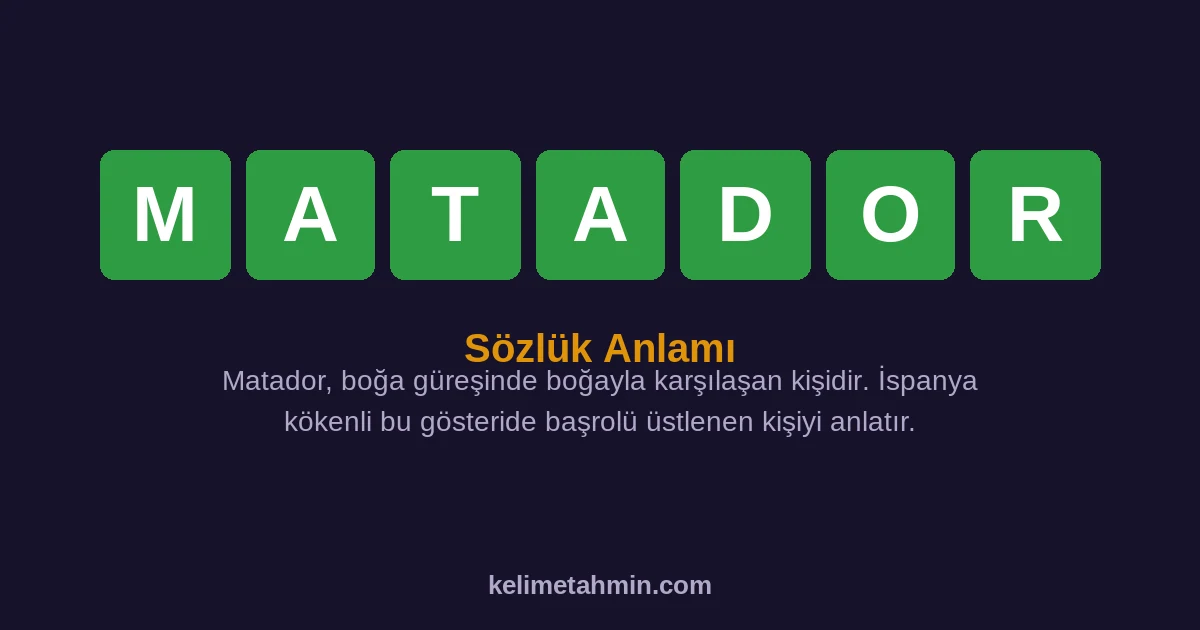MATADOR MATADOR — anlamı ve örnek cümleler