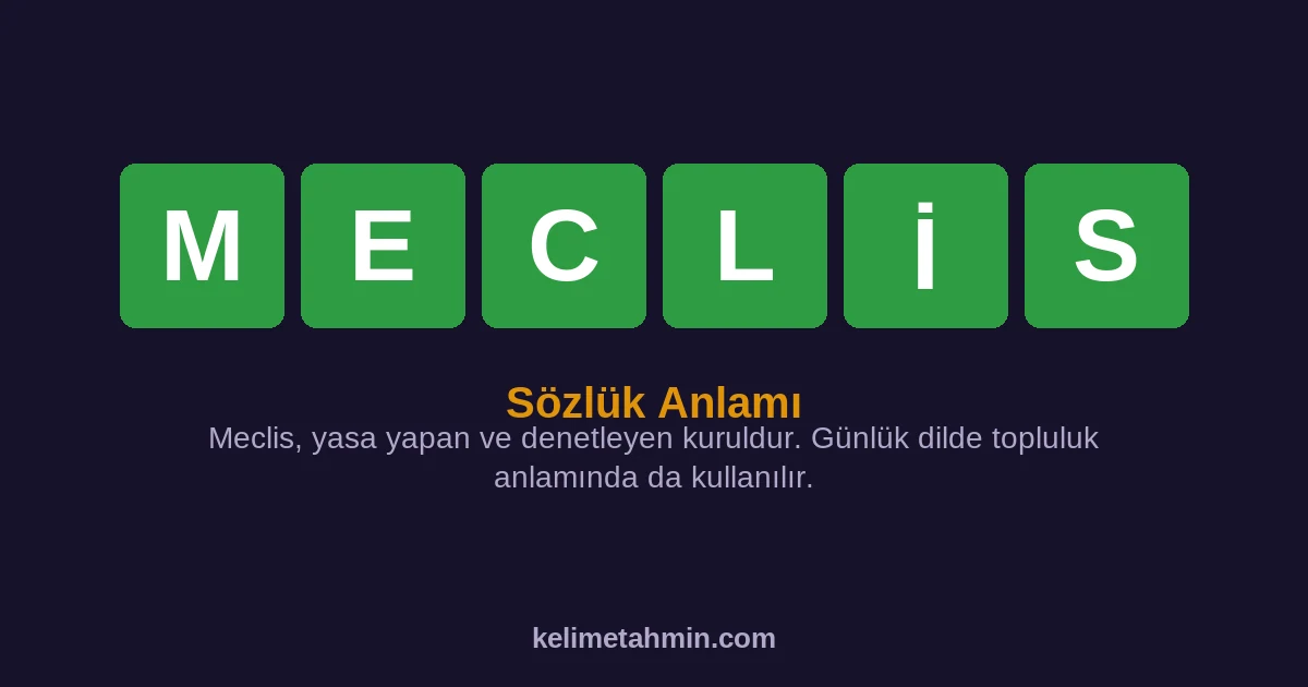 MECLİS MECLİS — anlamı ve örnek cümleler