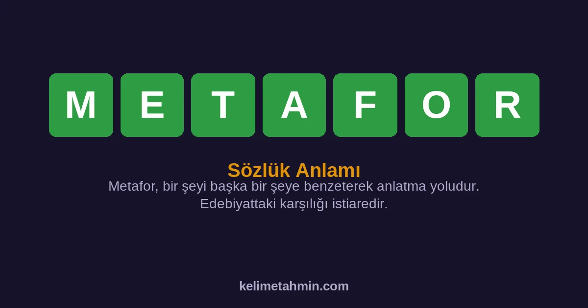 METAFOR METAFOR — anlamı ve örnek cümleler
