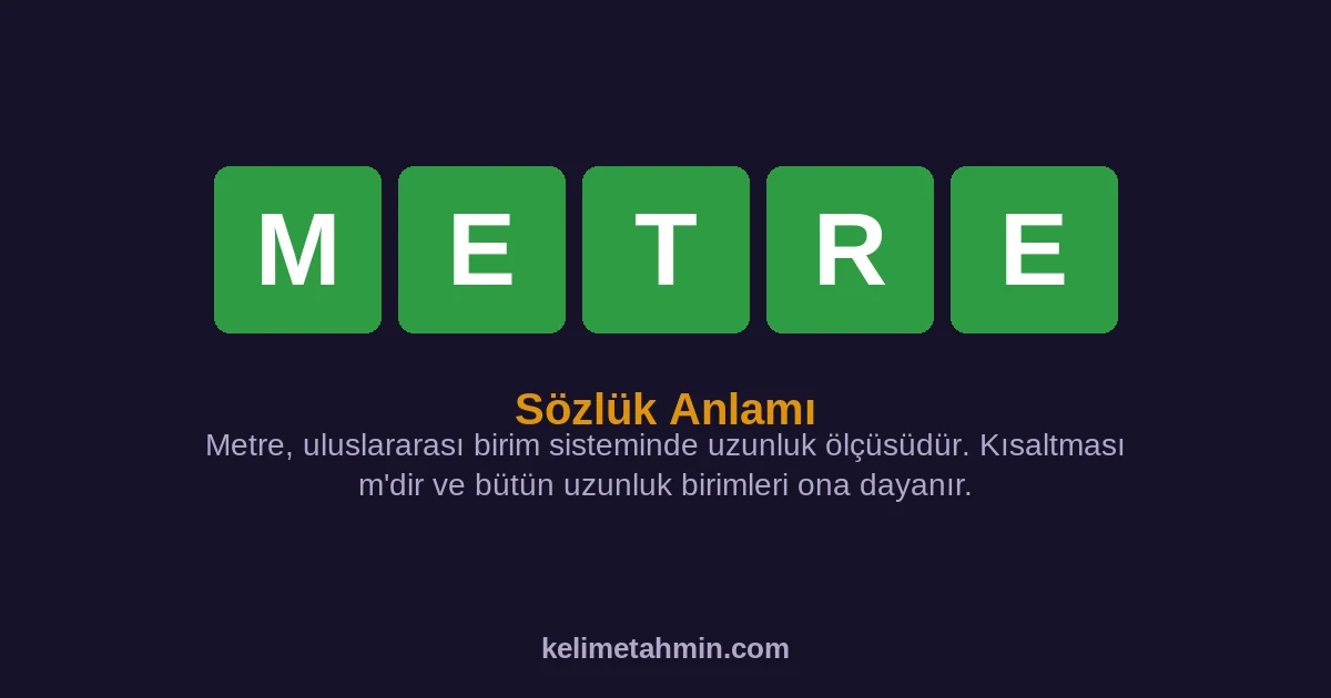 METRE METRE — anlamı ve örnek cümleler