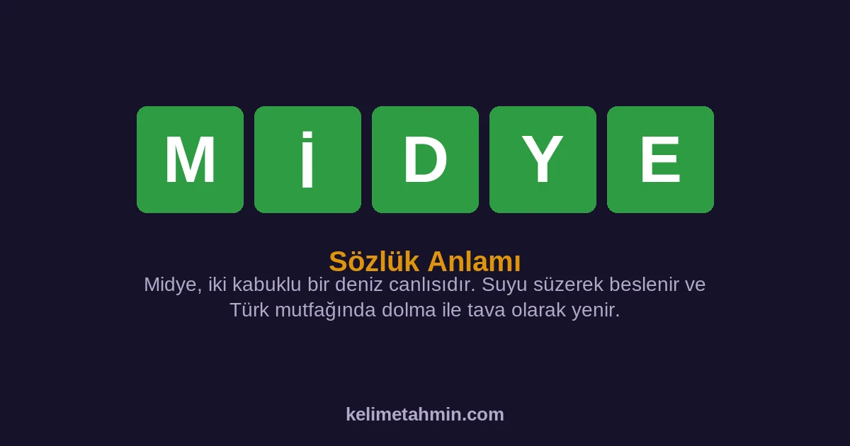 MİDYE MİDYE — anlamı ve örnek cümleler