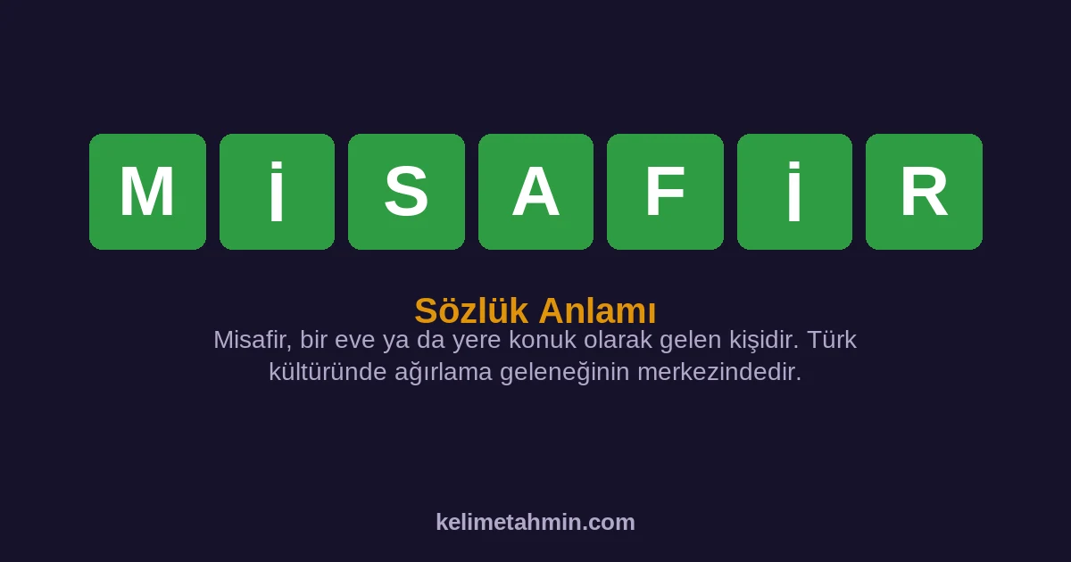 MİSAFİR MİSAFİR — anlamı ve örnek cümleler