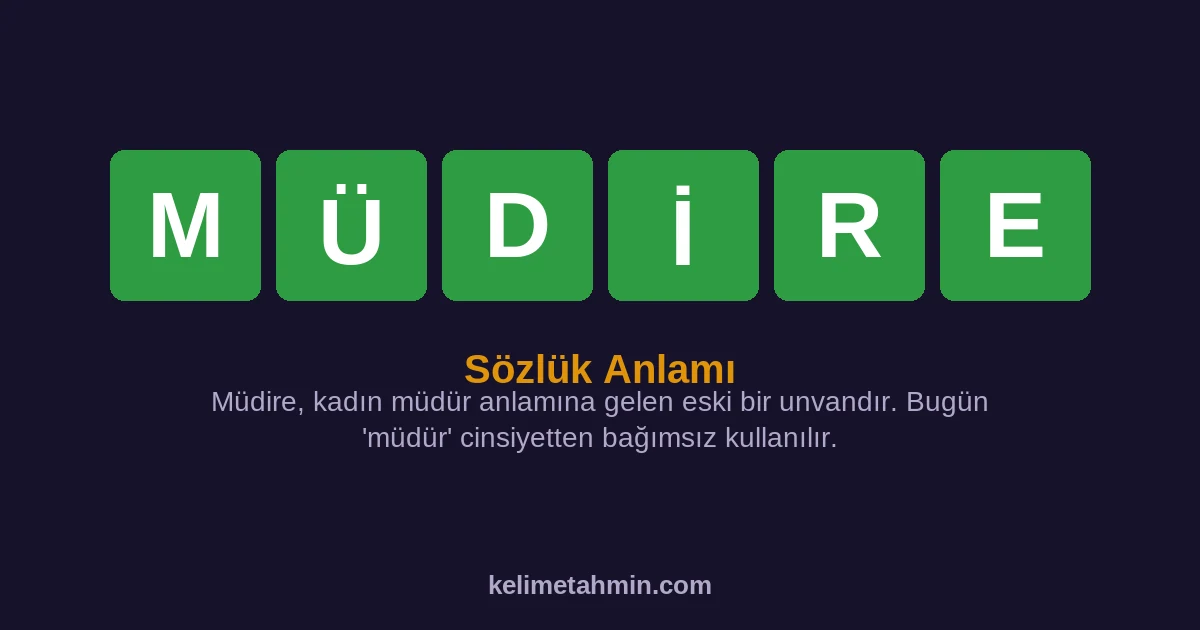 MÜDİRE MÜDİRE — anlamı ve örnek cümleler