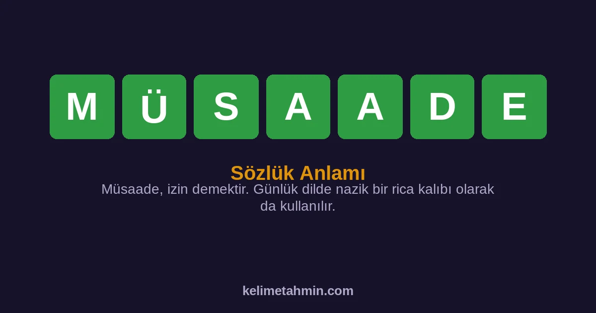 MÜSAADE MÜSAADE — anlamı ve örnek cümleler