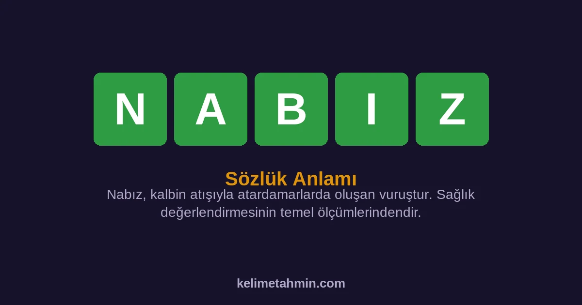 NABIZ NABIZ — anlamı ve örnek cümleler