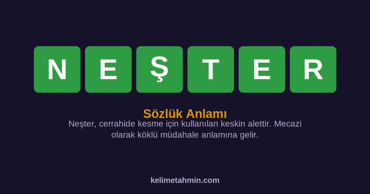 NEŞTER NEŞTER — anlamı ve örnek cümleler