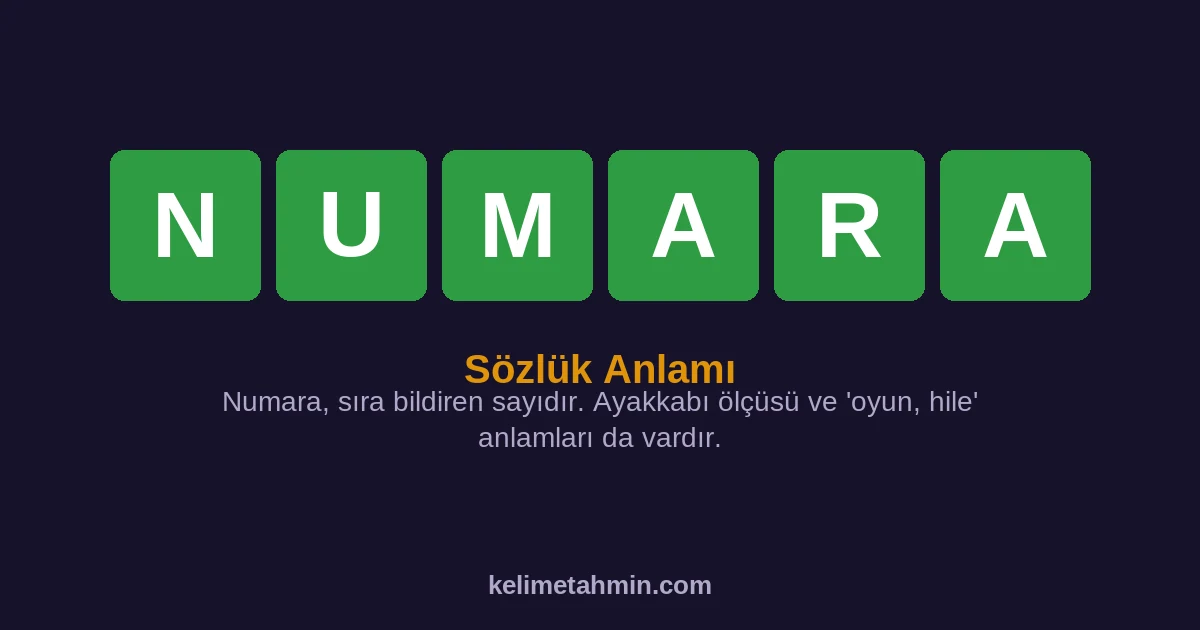 NUMARA NUMARA — anlamı ve örnek cümleler