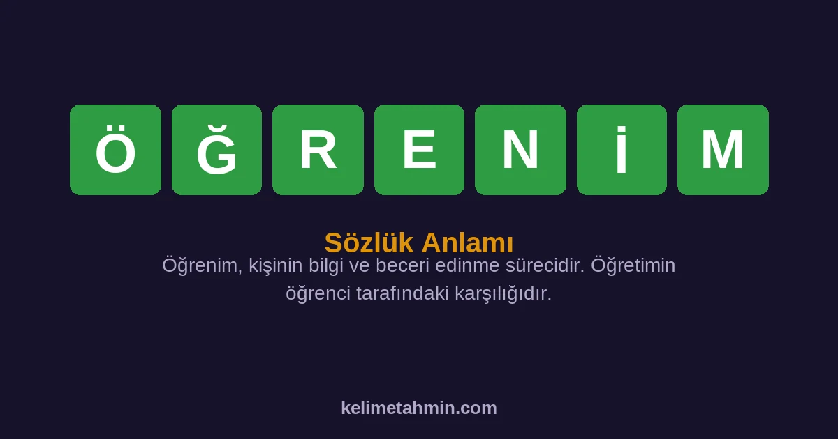 ÖĞRENİM ÖĞRENİM — anlamı ve örnek cümleler