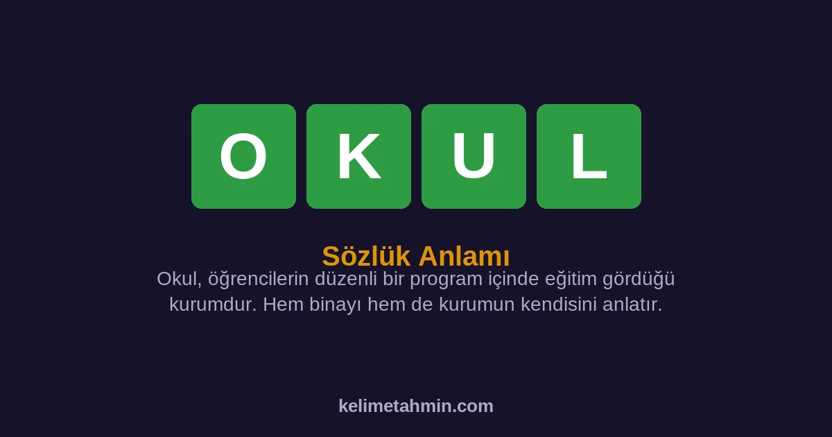 OKUL OKUL — anlamı ve örnek cümleler