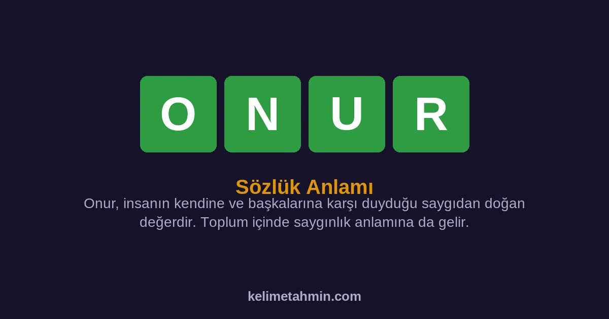 ONUR ONUR — anlamı ve örnek cümleler