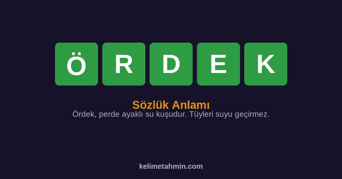 ÖRDEK ÖRDEK — anlamı ve örnek cümleler