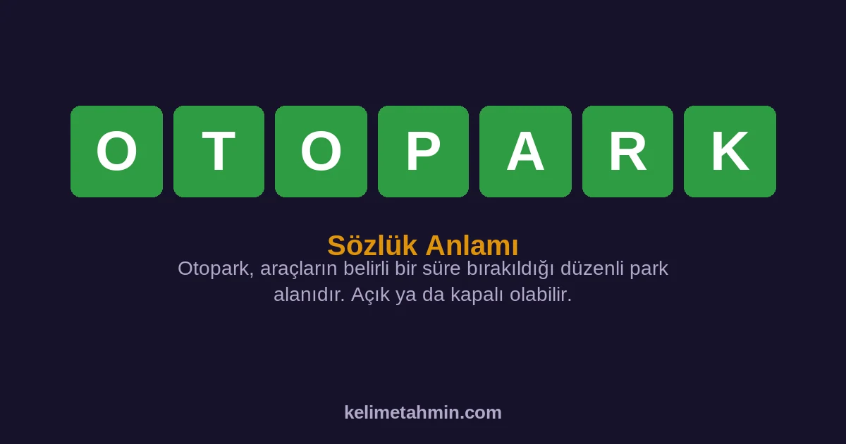 OTOPARK OTOPARK — anlamı ve örnek cümleler