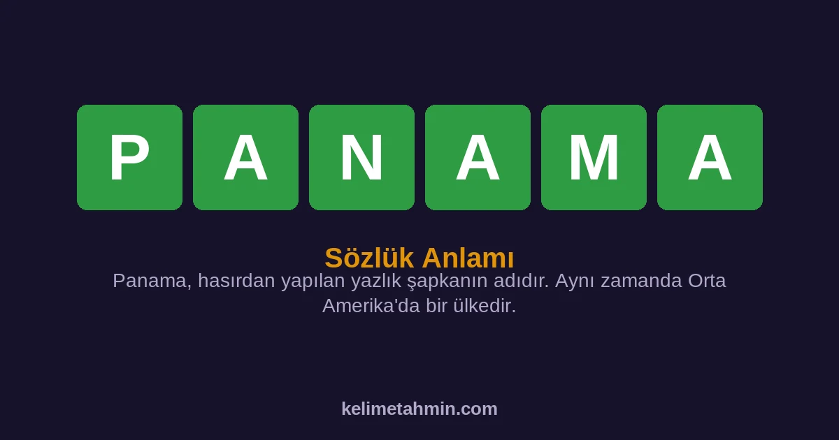 PANAMA PANAMA — anlamı ve örnek cümleler
