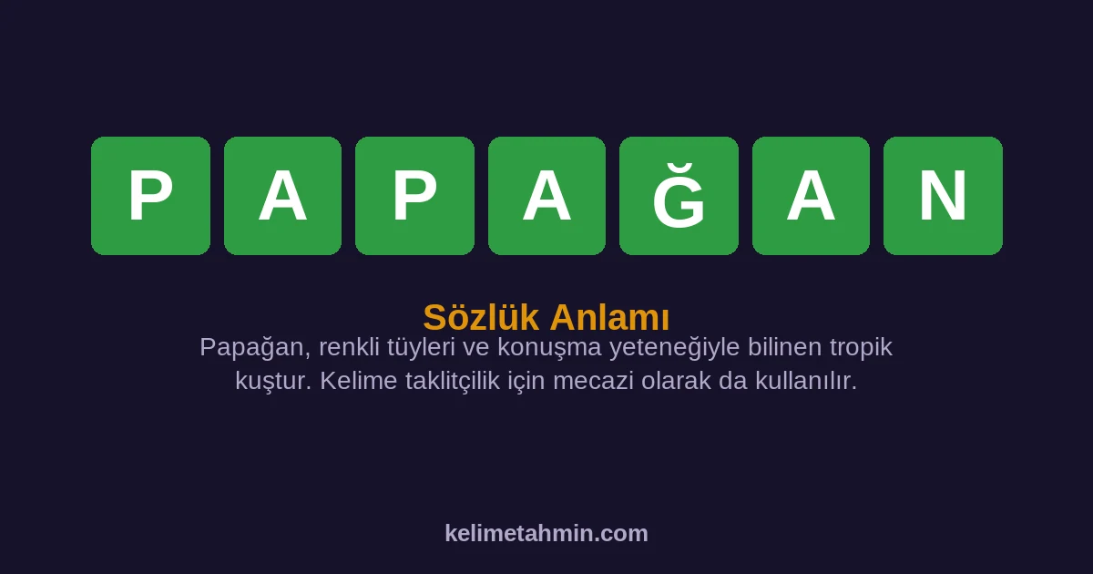 PAPAĞAN PAPAĞAN — anlamı ve örnek cümleler