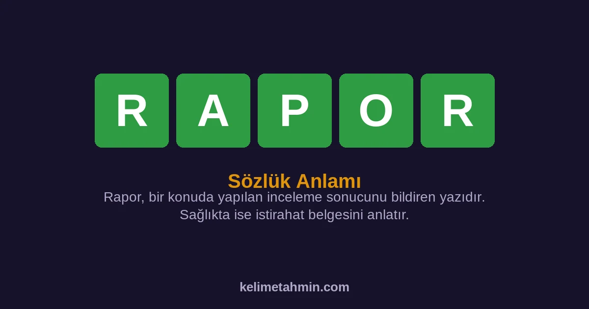 RAPOR RAPOR — anlamı ve örnek cümleler