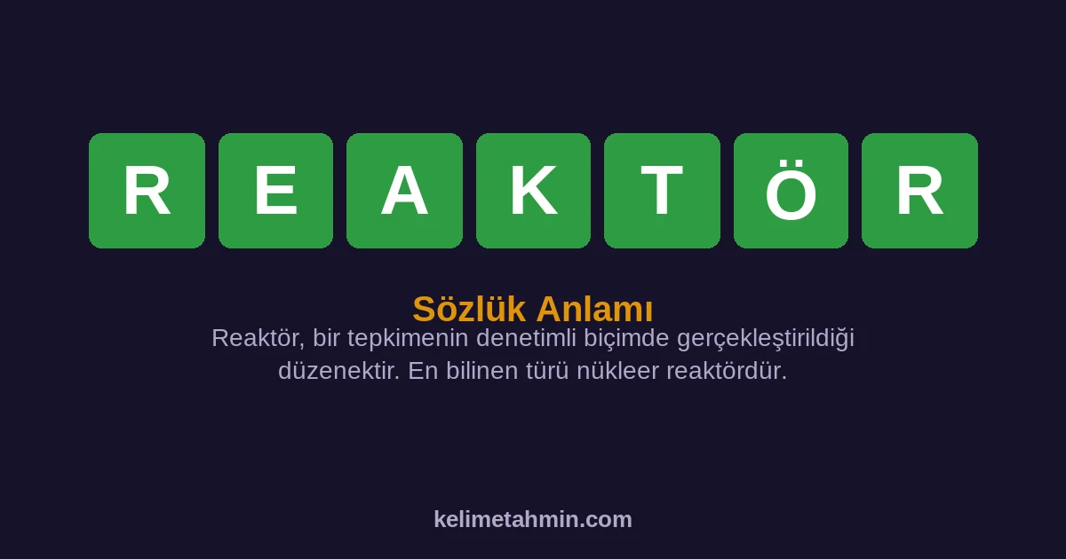 REAKTÖR REAKTÖR — anlamı ve örnek cümleler