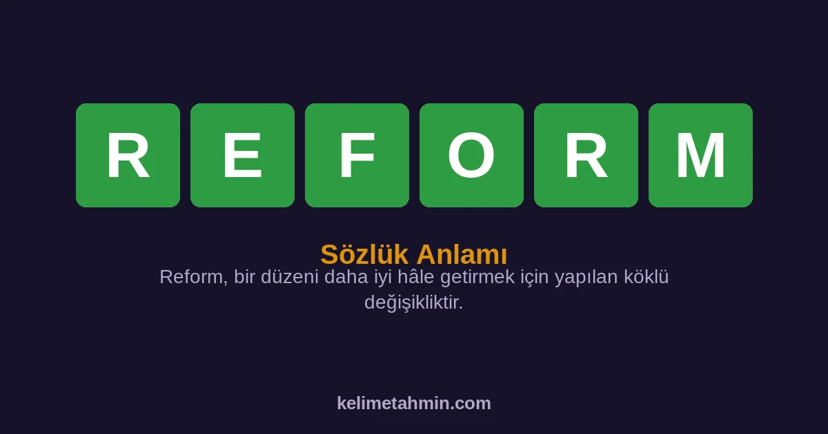 REFORM REFORM — anlamı ve örnek cümleler