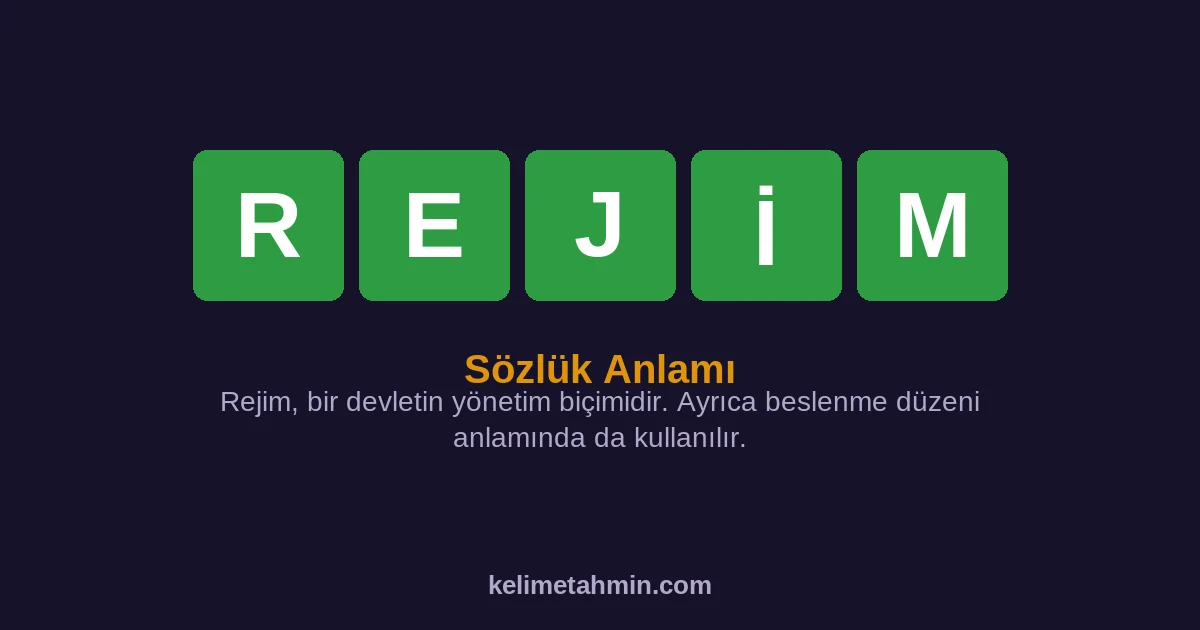 REJİM REJİM — anlamı ve örnek cümleler