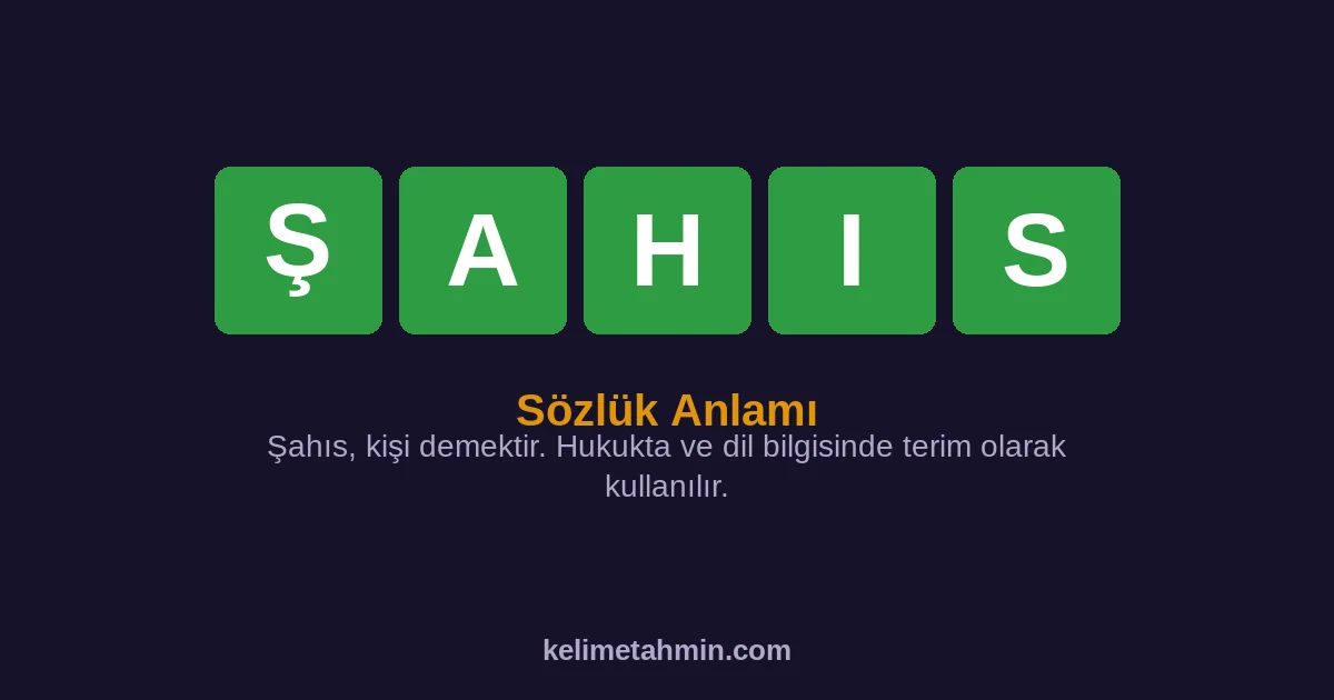 ŞAHIS ŞAHIS — anlamı ve örnek cümleler
