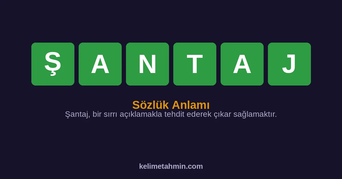 ŞANTAJ ŞANTAJ — anlamı ve örnek cümleler