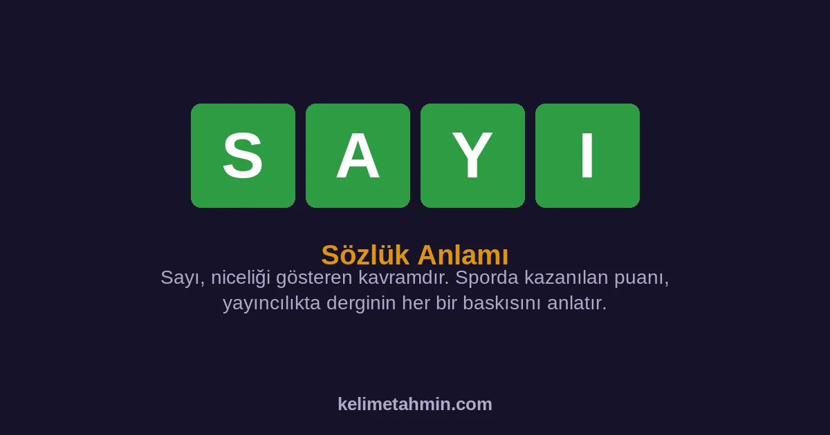 SAYI SAYI — anlamı ve örnek cümleler