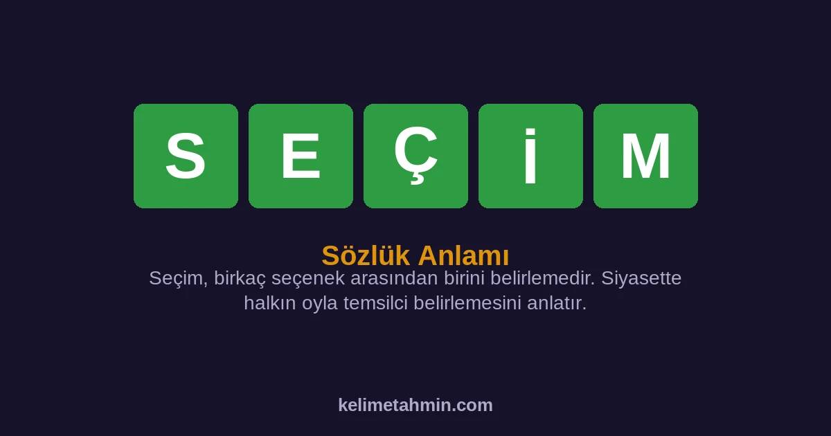 SEÇİM SEÇİM — anlamı ve örnek cümleler