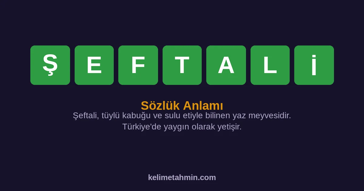 ŞEFTALİ ŞEFTALİ — anlamı ve örnek cümleler