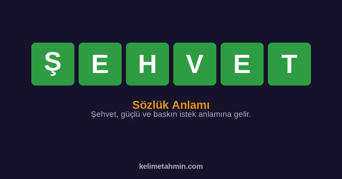 ŞEHVET ŞEHVET — anlamı ve örnek cümleler