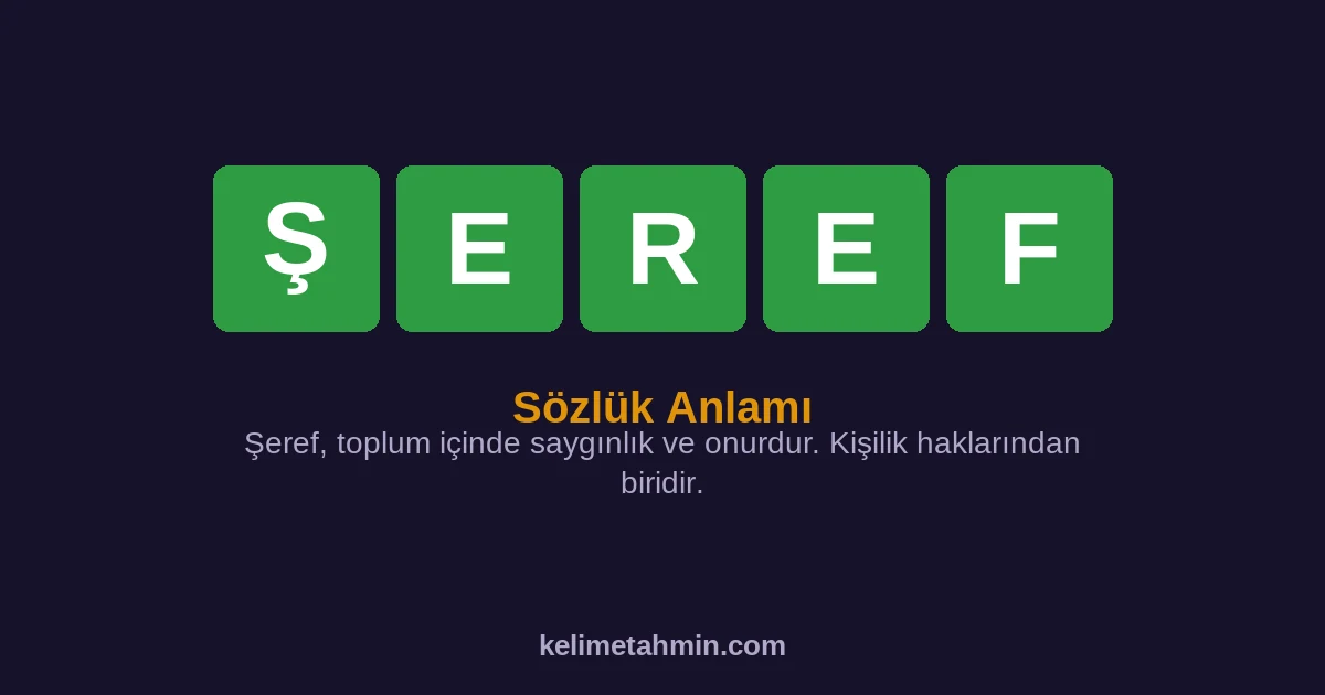 ŞEREF ŞEREF — anlamı ve örnek cümleler