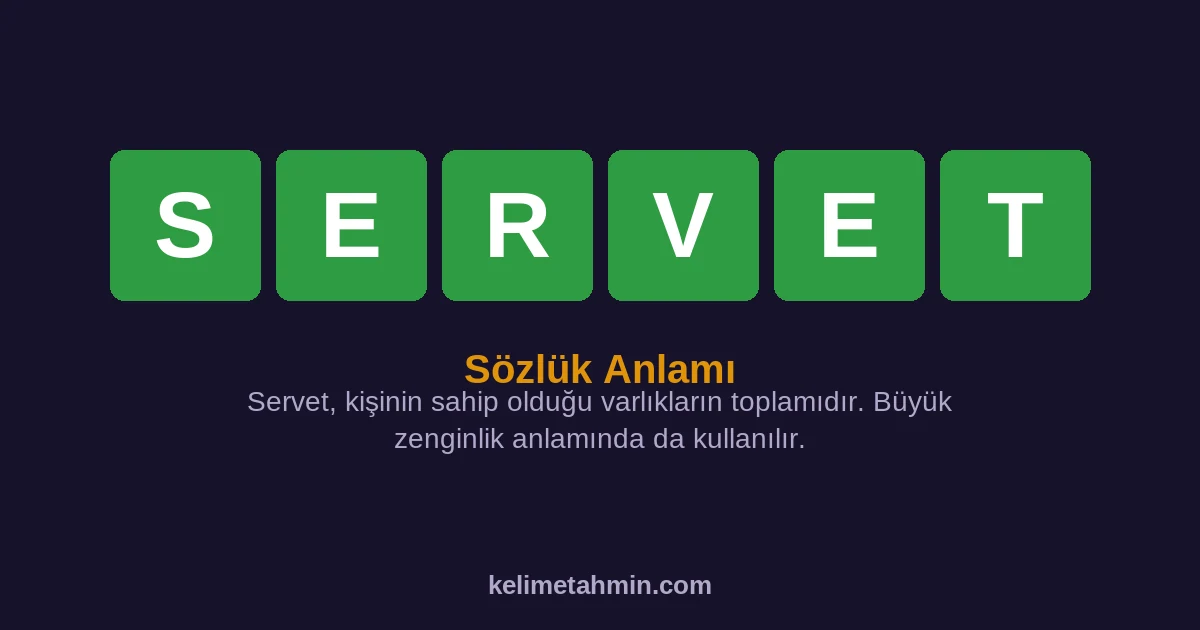 SERVET SERVET — anlamı ve örnek cümleler