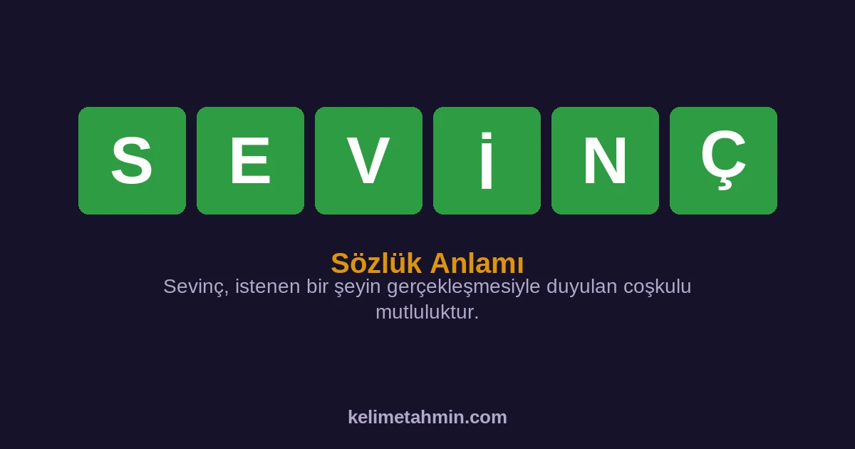 SEVİNÇ SEVİNÇ — anlamı ve örnek cümleler