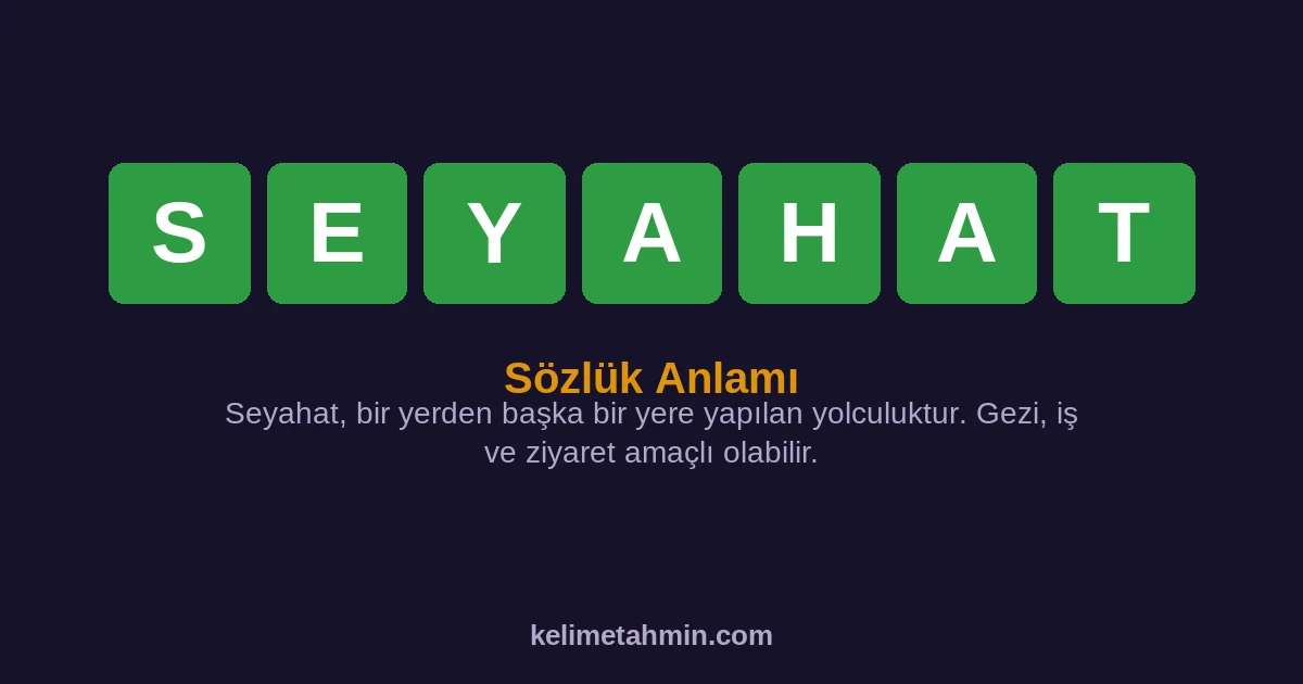 SEYAHAT SEYAHAT — anlamı ve örnek cümleler