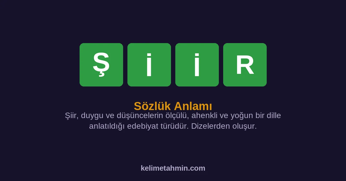 ŞİİR ŞİİR — anlamı ve örnek cümleler