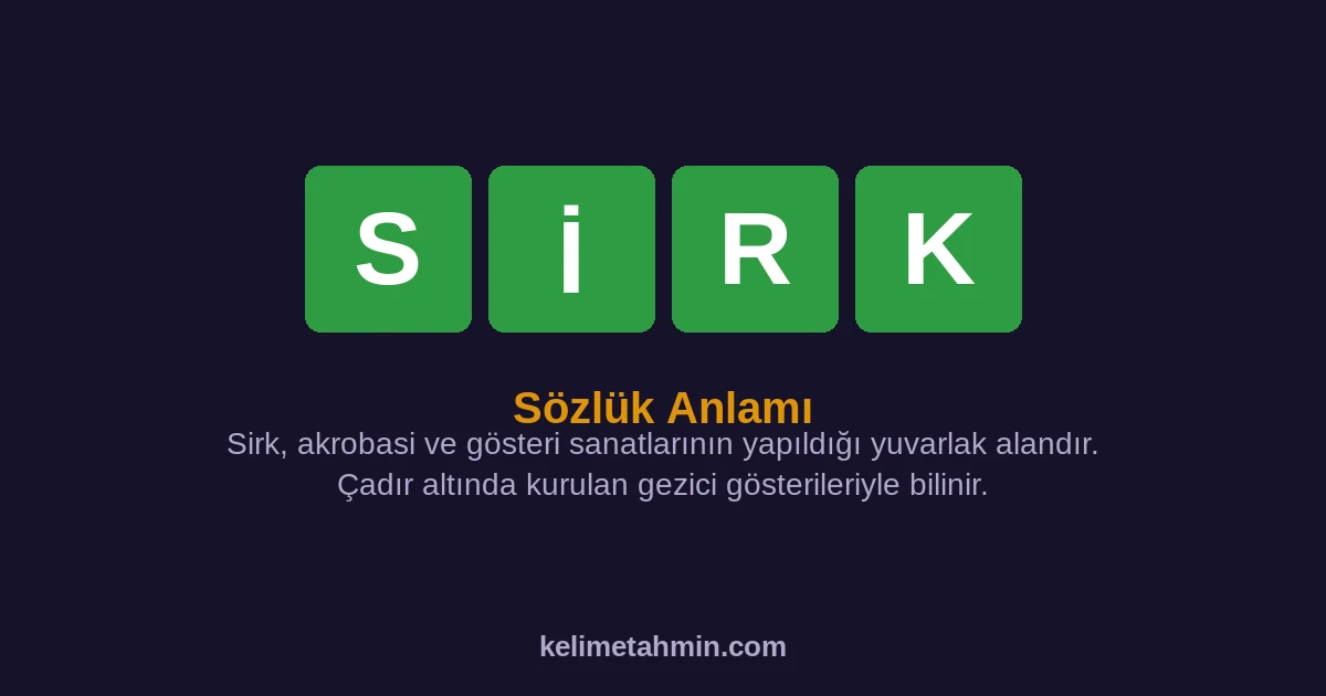 SİRK SİRK — anlamı ve örnek cümleler