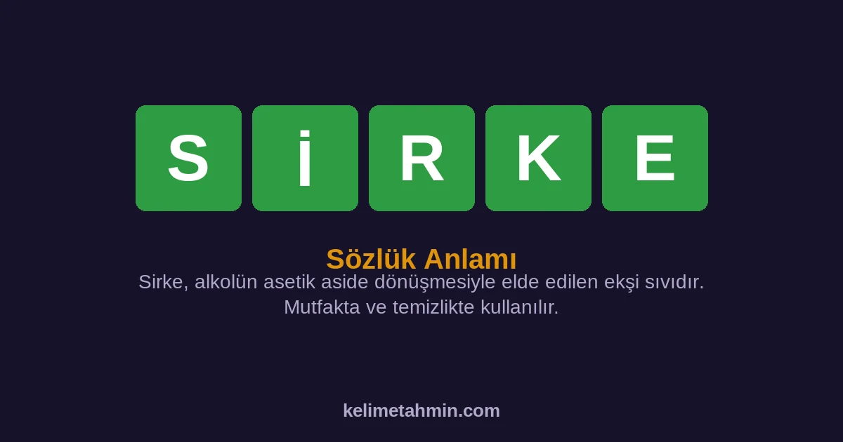 SİRKE SİRKE — anlamı ve örnek cümleler