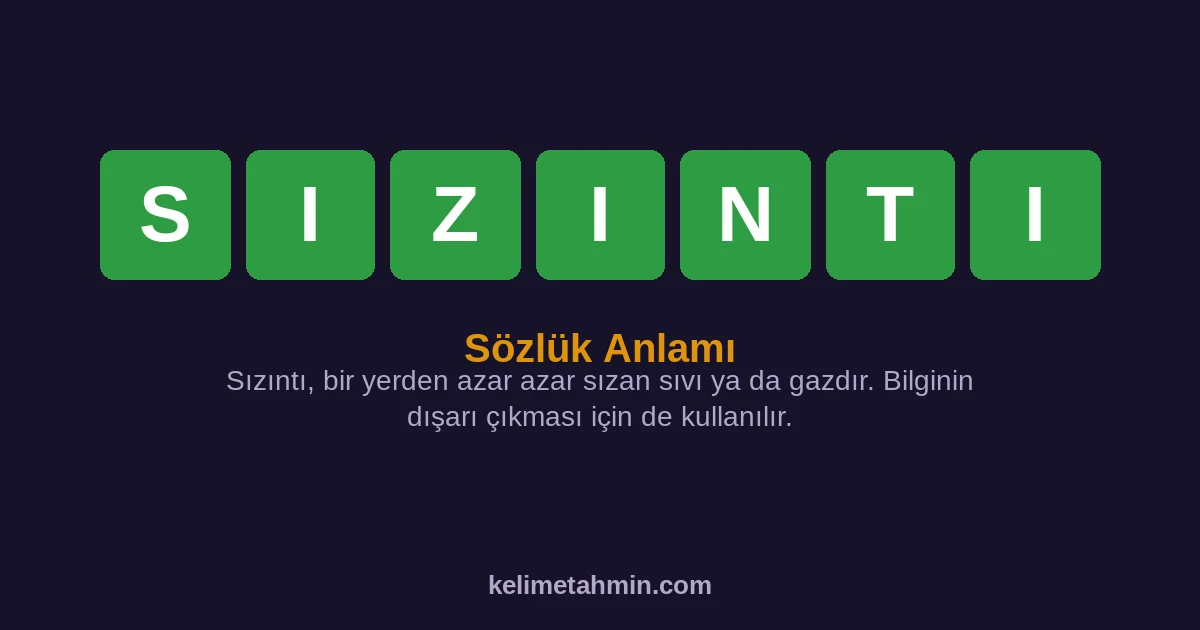 SIZINTI SIZINTI — anlamı ve örnek cümleler