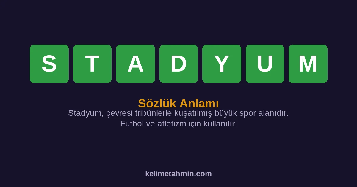 STADYUM STADYUM — anlamı ve örnek cümleler