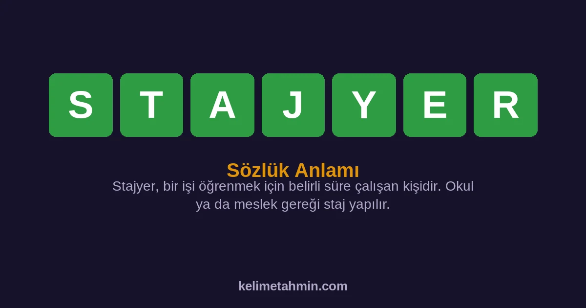 STAJYER STAJYER — anlamı ve örnek cümleler