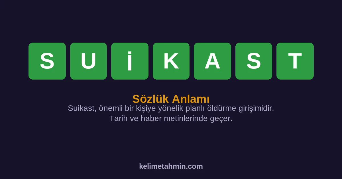 SUİKAST SUİKAST — anlamı ve örnek cümleler