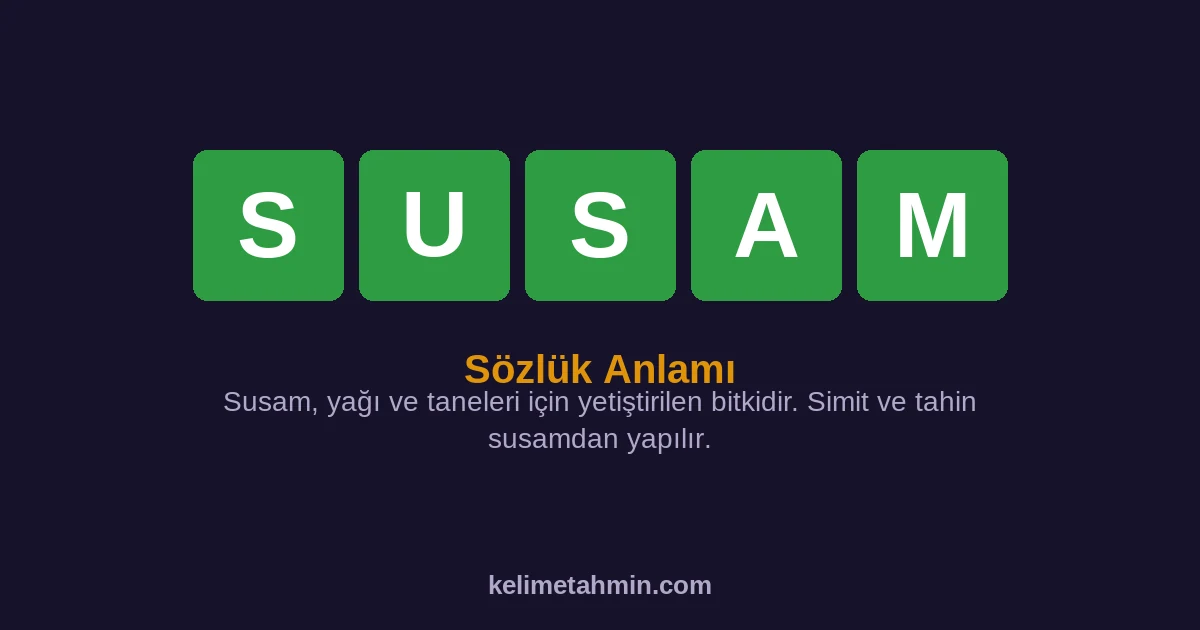 SUSAM SUSAM — anlamı ve örnek cümleler