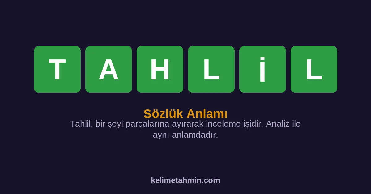 TAHLİL TAHLİL — anlamı ve örnek cümleler